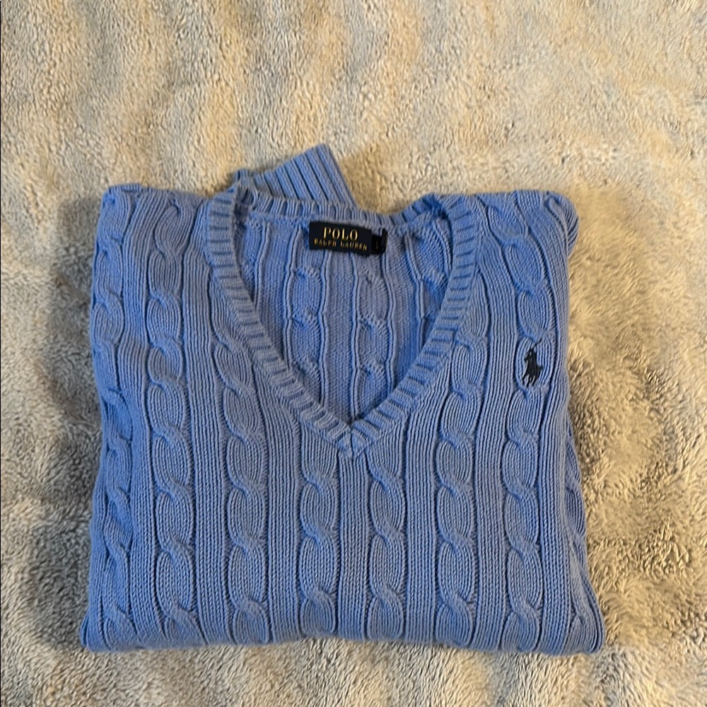 EUC WOMENS POLO RALPH LAUREN CABLE KNIT SWEATER LARGE